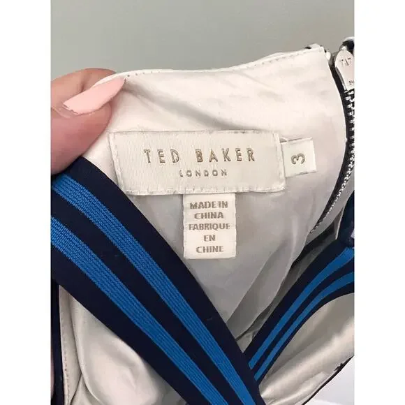 Ted Baker London Tilliai Bluebell V-Neck Bodycon Dress Dark Blue Size 3 Medium - Picture 9 of 10